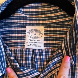 Brooks Brothers Navy and White Plaid Men's Shirt Regent Fit